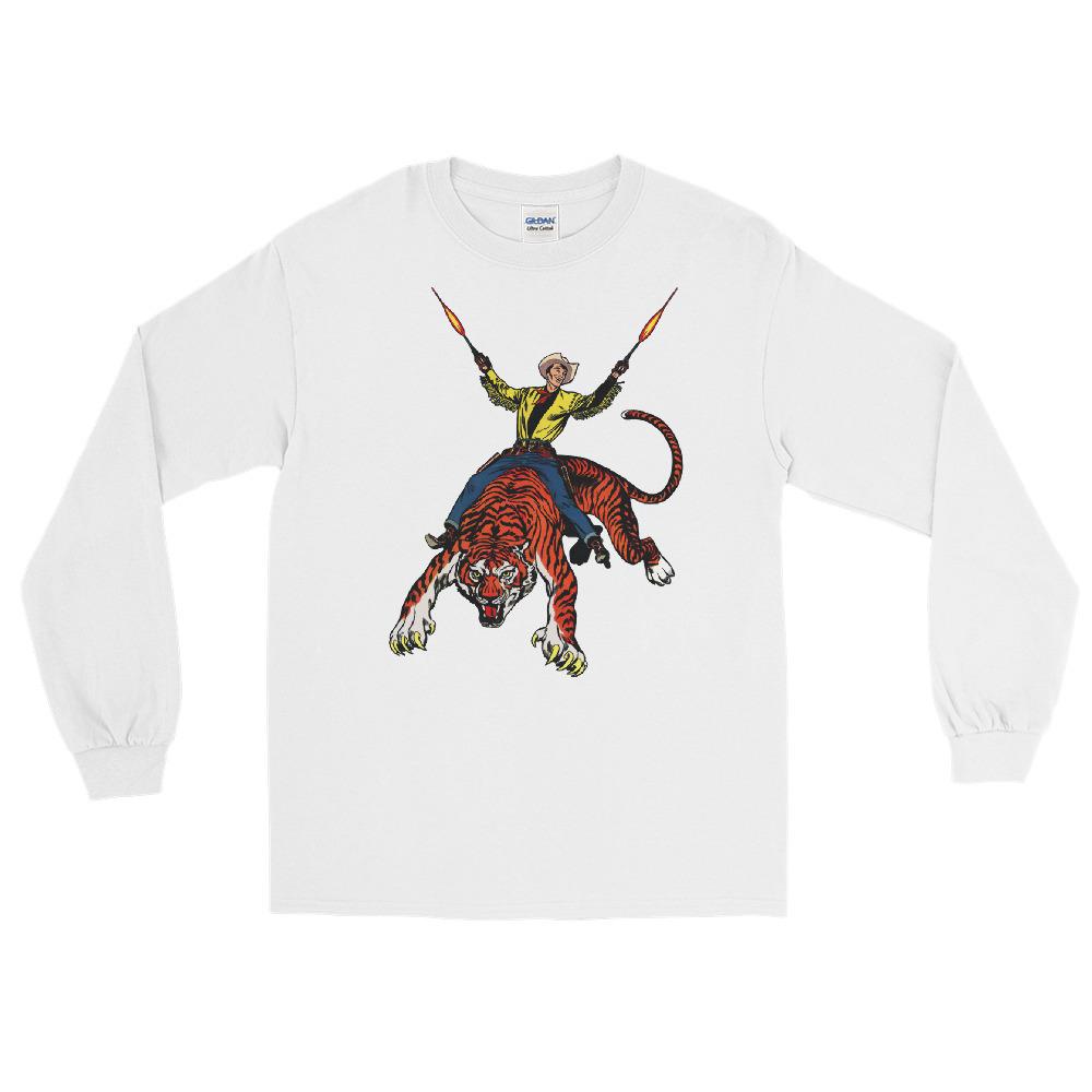 Pulp & Stitch Tiger Cowboy Unisex Long Sleeve Shirt White / S
