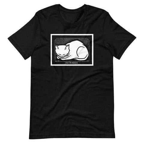 December Cat by Julie de Graag Unisex T-Shirt - Black Heather - Pulp & Stitch