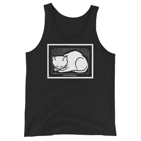 December Cat by Julie de Graag Unisex Tank Top - Black - Pulp & Stitch