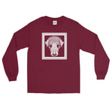 Dog's Head by Julie de Graag Unisex Long Sleeve Shirt - Maroon - Pulp & Stitch