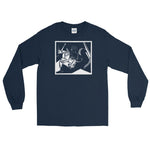 Female with Flower Unisex Long Sleeve Shirt - Navy - Pulp & Stitch