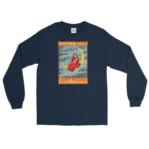 Girl & Moon Unisex Long Sleeve Shirt - Navy - Pulp & Stitch