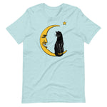 Meow Over the Moon Unisex T-Shirt - Heather Prism Ice Blue - Pulp & Stitch