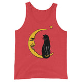 Meow Over the Moon Unisex Tank Top - Red Triblend - Pulp & Stitch