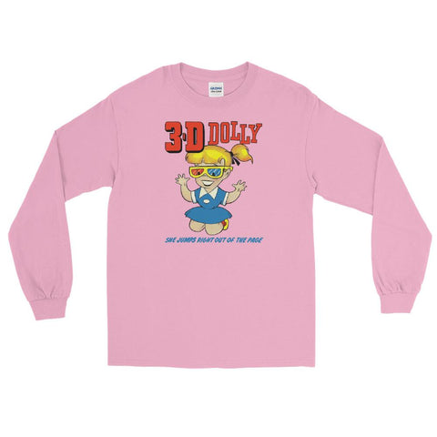 Retro 3D Dolly Unisex Long Sleeve Shirt - Light Pink - Pulp & Stitch