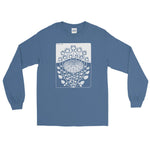 Rose Bush by Julie de Graag Unisex Long Sleeve Shirt - Indigo Blue - Pulp & Stitch