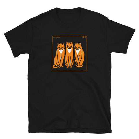 Three Cats by Julie de Graag Unisex T-Shirt - Black - Pulp & Stitch