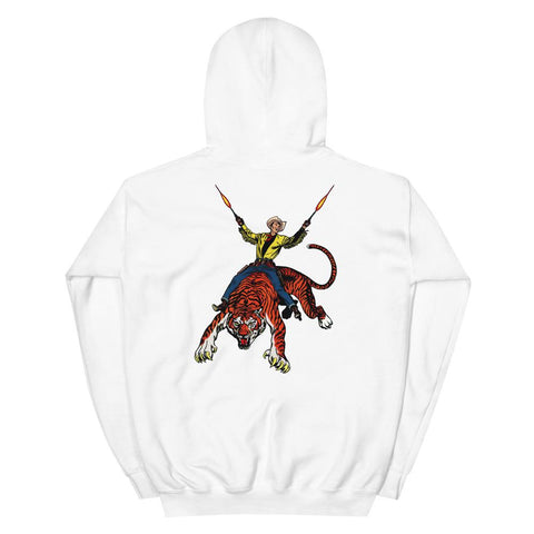 Tiger Cowboy Unisex Hoodie - White - Pulp & Stitch