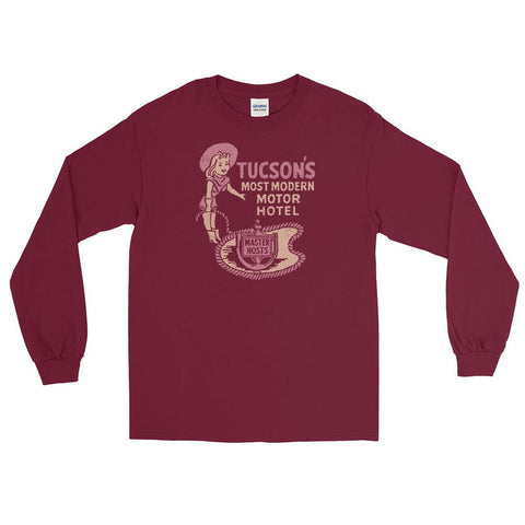 Tucson Inn Cowgirl Unisex Long Sleeve Shirt - Maroon - Pulp & Stitch