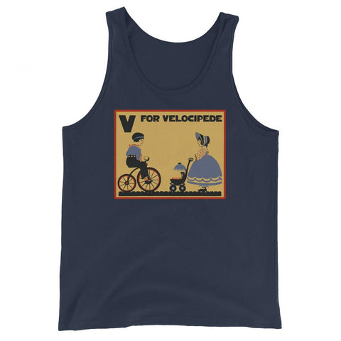 V is for Velocipede Unisex Tank Top - Navy - Pulp & Stitch