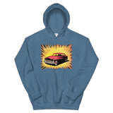 Vintage Comic Car Unisex Hoodie - Indigo Blue - Pulp & Stitch