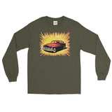 Vintage Comic Car Unisex Long Sleeve Shirt - Military Green - Pulp & Stitch